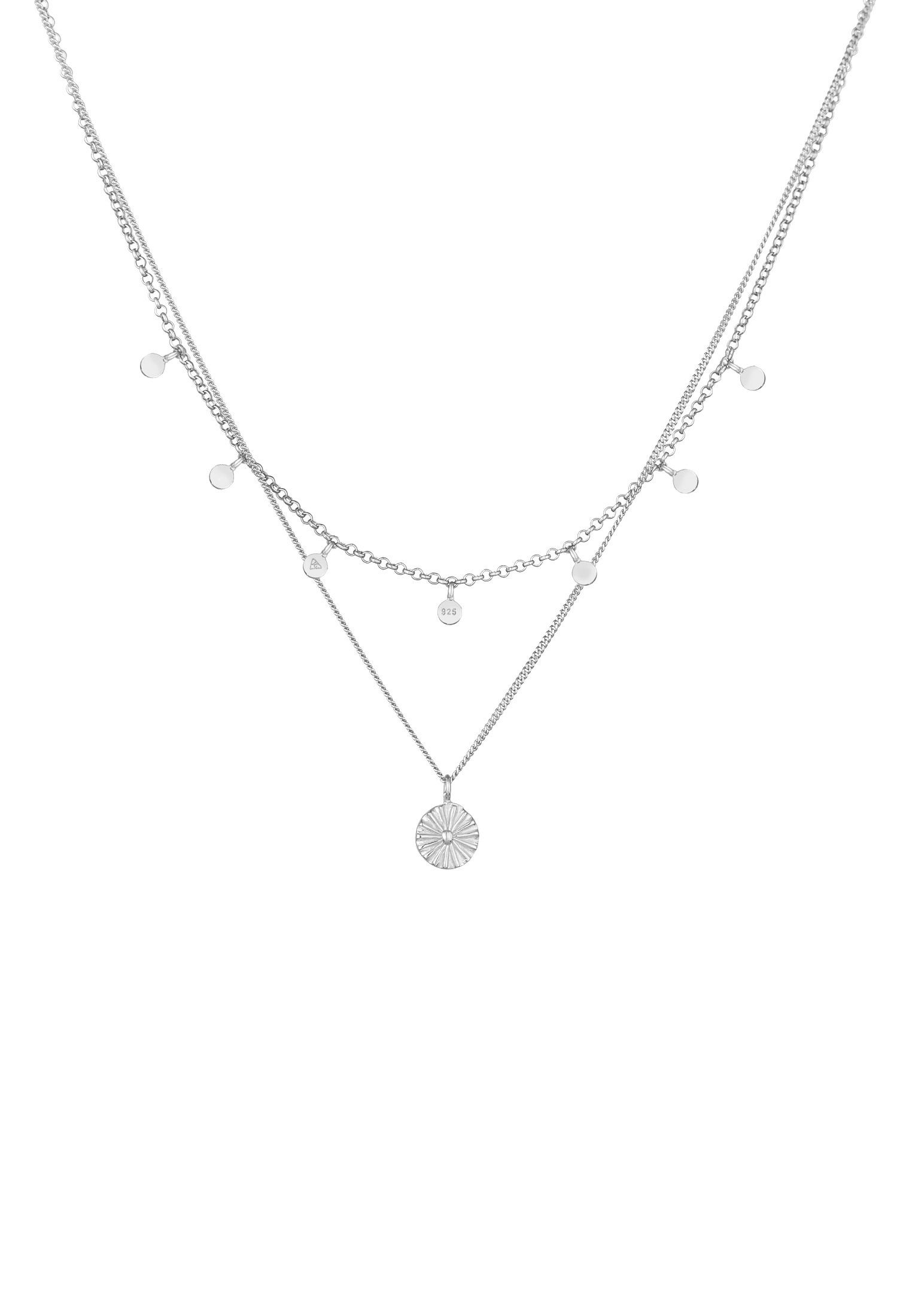 Elli Ketten-Set Layer Plättchen Disc Sonne 925 Silber, Plättchen