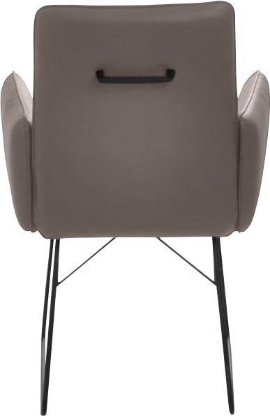 K+W Komfort & Wohnen Armlehnstuhl in Steppung am Rücken, St), schwarz, im Metall Griff Sitz sattel (1 Drahtkufengestell