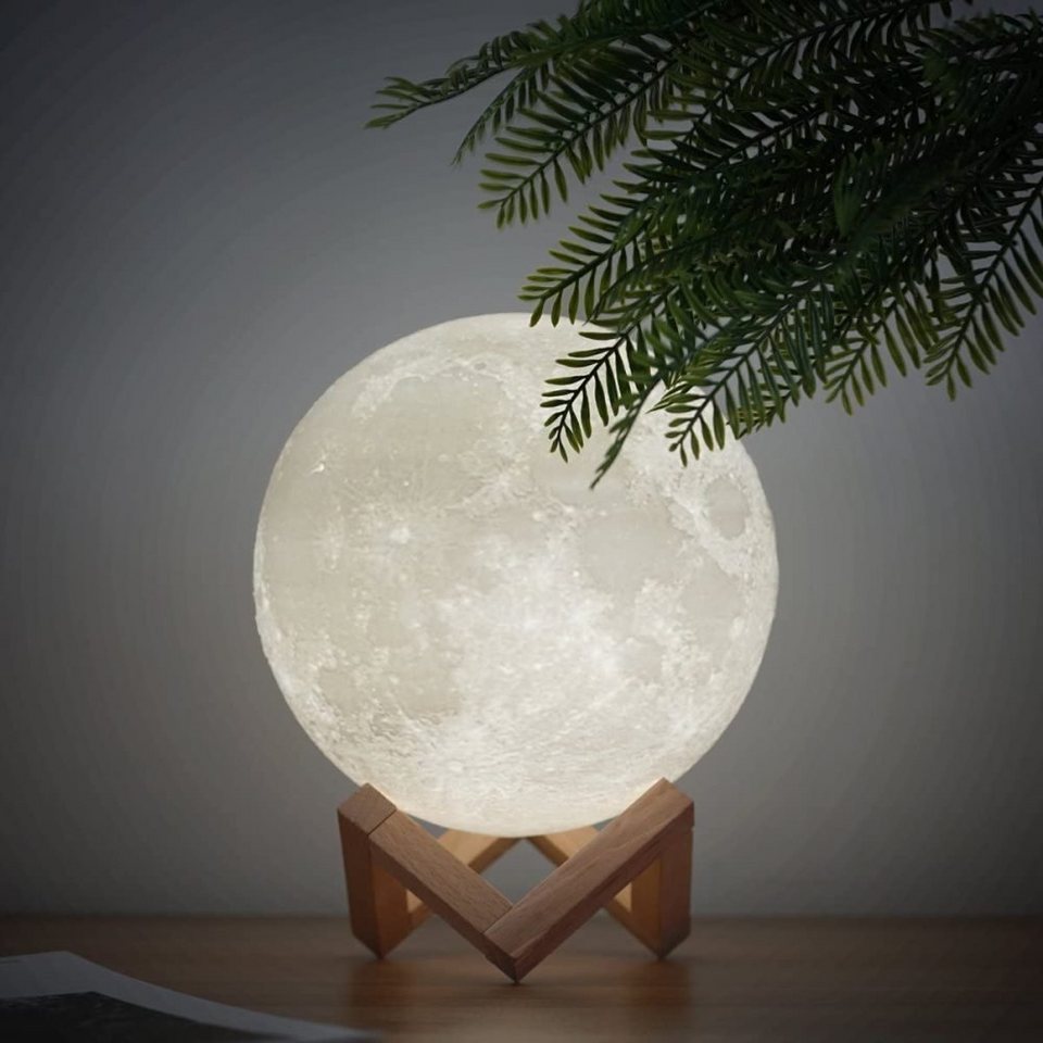 15cm LED Mond Lampe Dekoleuchte 3D Mond Kunst Mondlicht tragbares Nachtlicht RGB