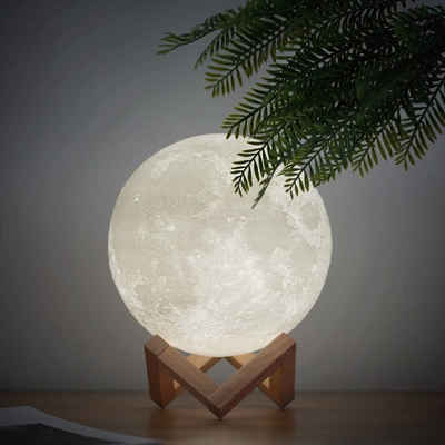 GelldG LED Nachtlicht 12 cm LED Mondlampe, 3D Mond Lampe, Touch Sensor Nachtlicht