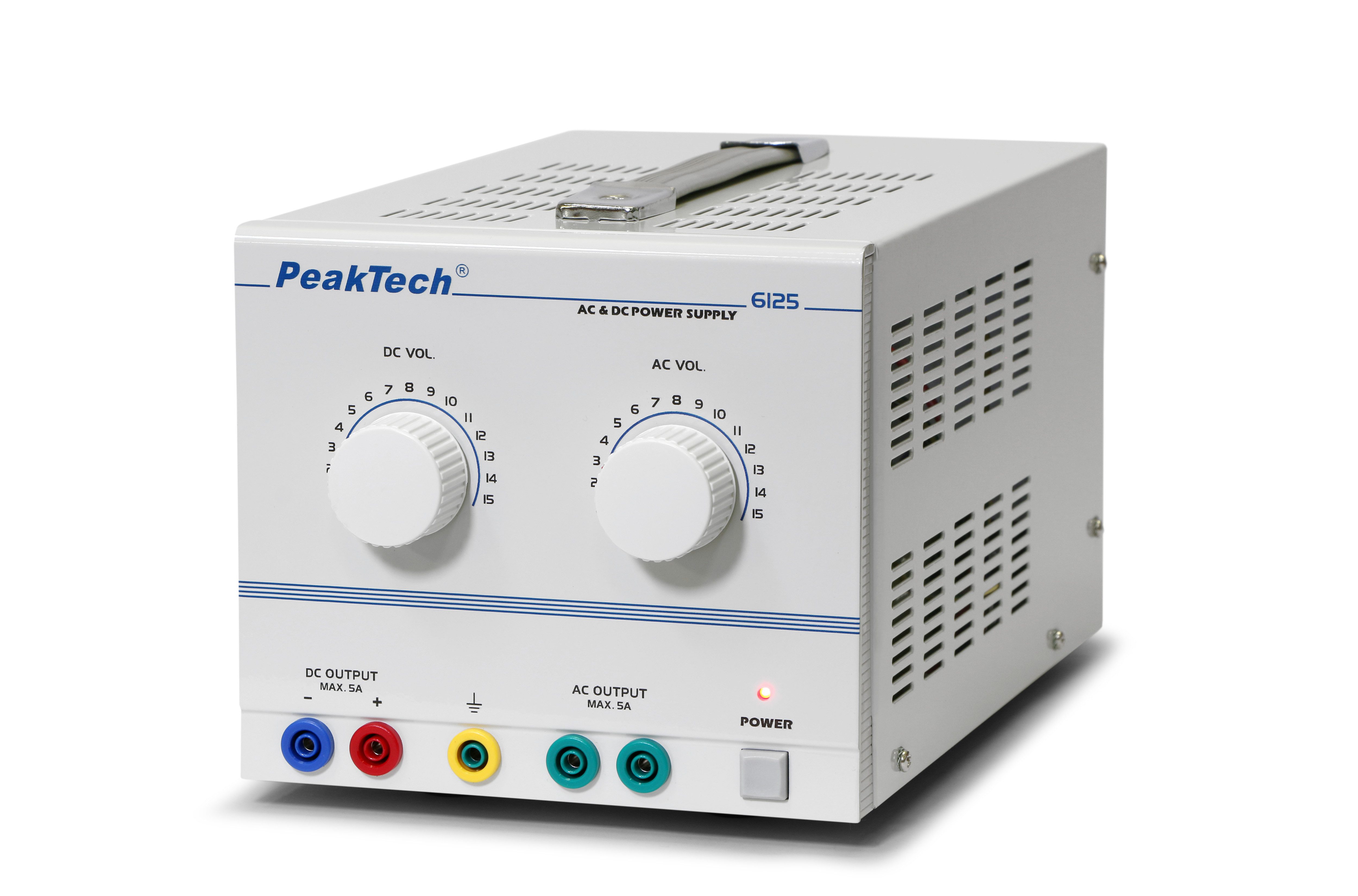 PeakTech DC/AC Labornetzteil 1–15 V/5 A, linear, Labornetzgerät Labor-Netzteil