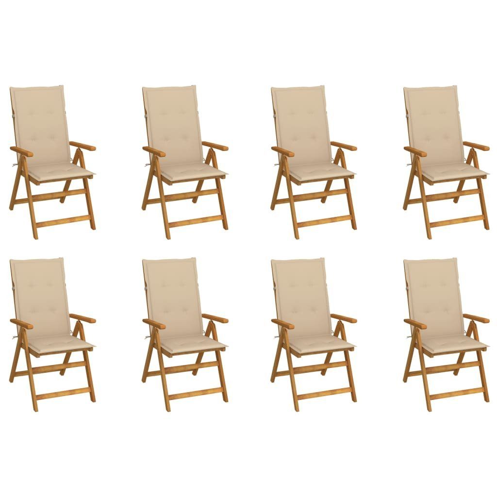 furnicato Gartenstuhl Klappbare Gartenstühle mit Kissen 8 Stk. Massivholz Akazie | Stühle