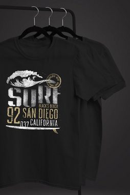 Neverless Print-Shirt Herren T-Shirt Surf California Aufdruck San Diego Welle Fashion Streetstyle Neverless® mit Print