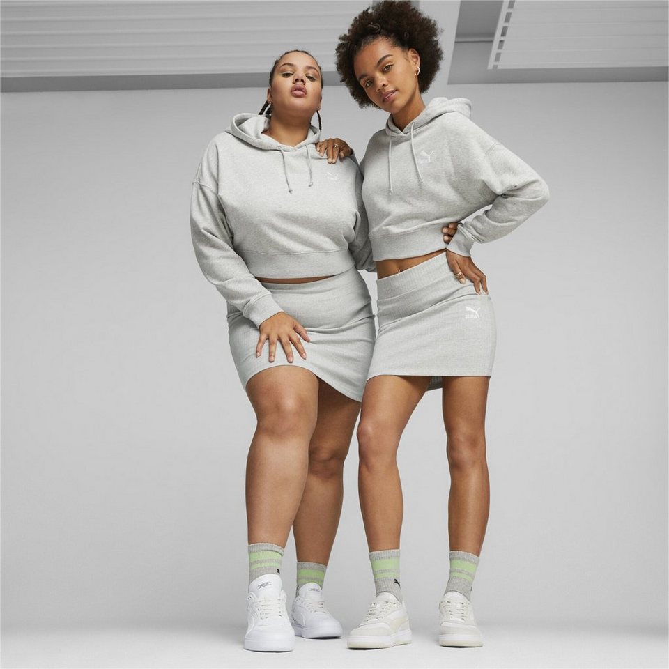 PUMA Sweatshirt Classics Cropped Hoodie Damen, Kapuze mit Tunnelzug