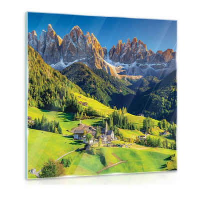 Wallarena Glasbild Berge Landschaft Natur Alpen, Modern Glasbilder Wohnzimmer Schlafzimmer Badezimmer, Bild Auf Glas Wandbilder, (Einteilig), Premium Glasbilder