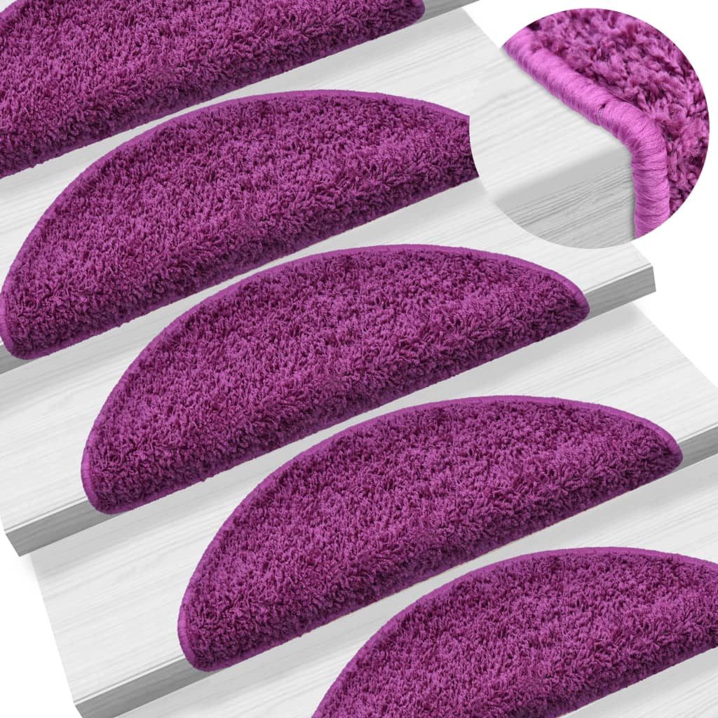 Stufenmatte 15 Stk Treppenmatten Violett 65 x 25 cm Stufenteppich