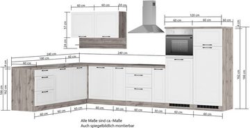 Kochstation Küche KS-Lana, Stellbreite 240/360 cm, wahlweise mit E-Geräten