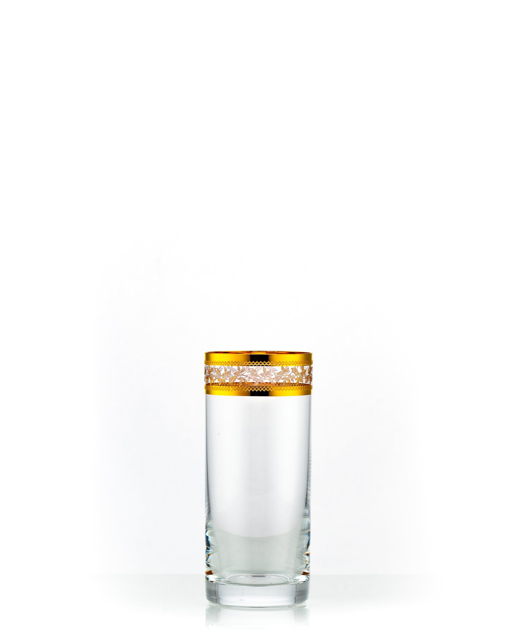 Crystalex Longdrinkglas Barline Gold 300 ml 6er Set, 6-tlg., Kristallglas, Gold Gravur, Goldrand, Kristallglas