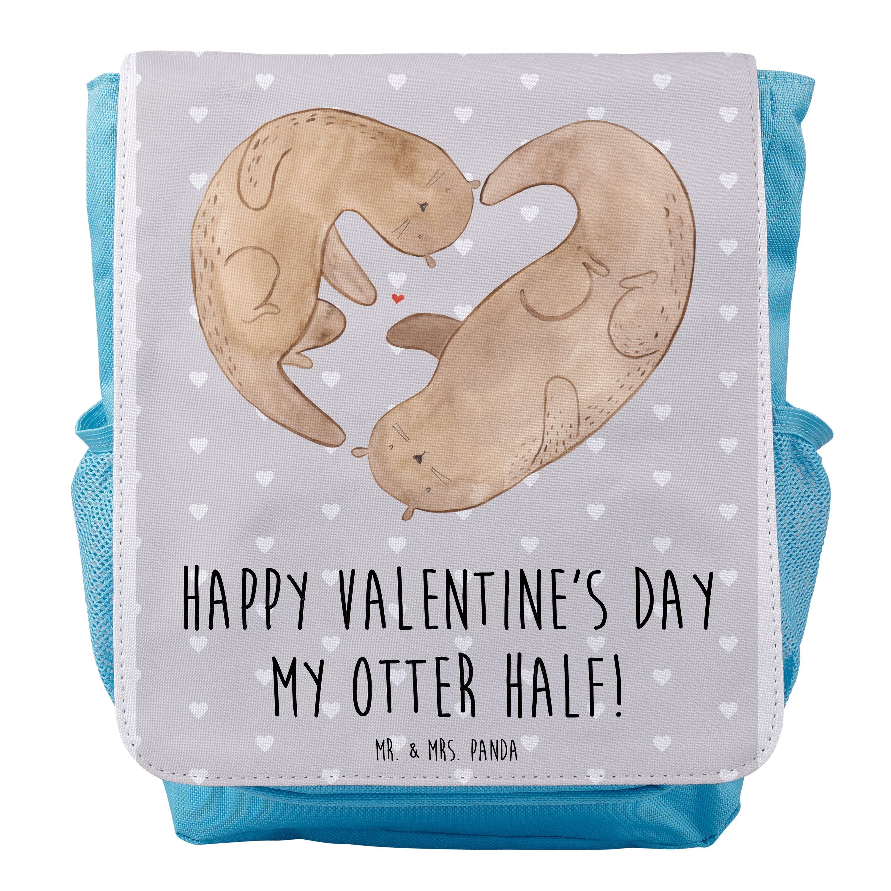 Mr. & Mrs. Panda Kinderrucksack Otter Valentine - Grau Pastell - Geschenk, Kids, Kinder Rucksack, Kin