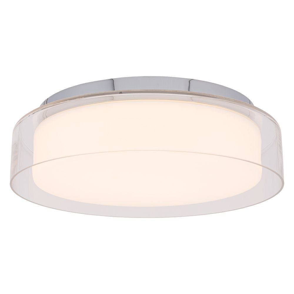 Licht-Erlebnisse Deckenleuchte CRISTIE, LED fest integriert, Neutralweiß, LED Deckenlampe Glas blendarm IP44 Ø35cm rund Schlafzimmer