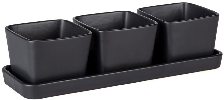 WENKO Dipschale Snack & Dip, Keramik, (Set, 3-tlg), Snackschalen für Knabbereien, Dips & Antipasti, je 300 ml, mit Tablett