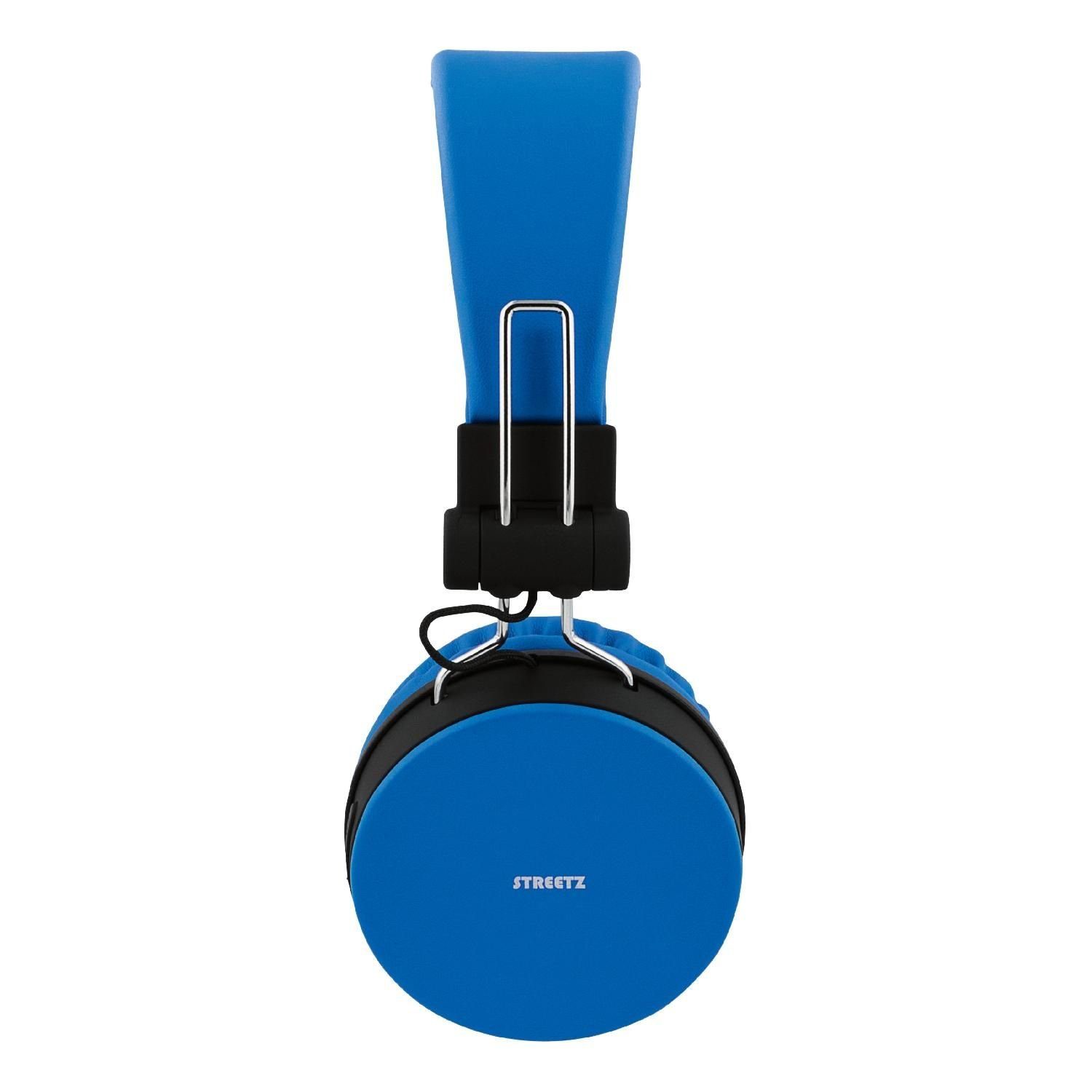 STREETZ Bluetooth Kopfhörer faltbar Mikrofon, Spielzeit AUX 22Std On-Ear (integriertes Freisprecheinrichtung bis blau Kopfhörer Kabel zu 5 Garantie) Jahre inkl. integrierter mit
