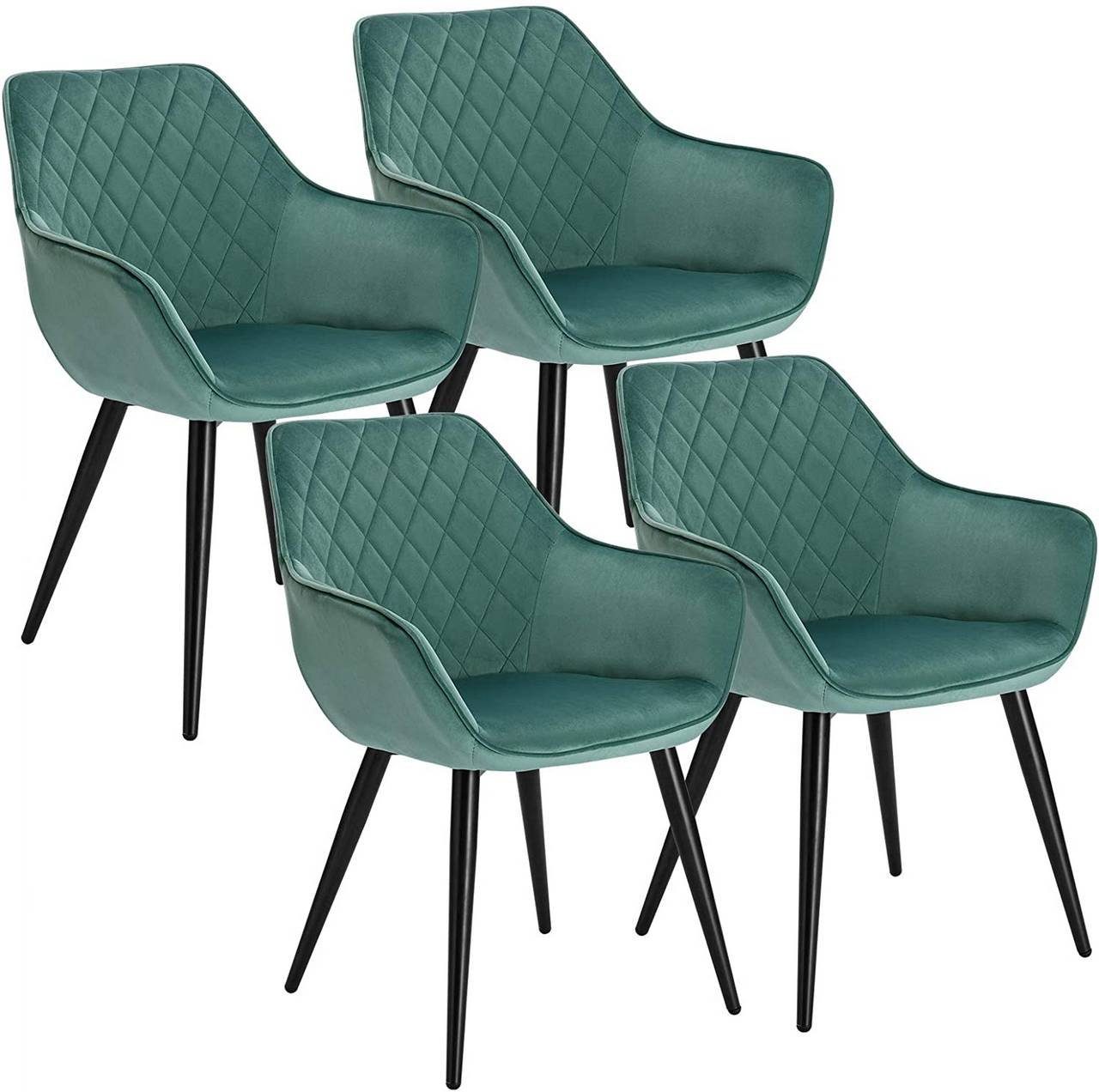 Woltu Esszimmerstuhl (4 St), Design Stuhl, mit Armlehnen, Samt Metall