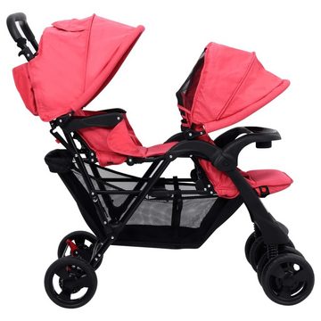 vidaXL Kinder-Buggy Tandem-Zwillingskinderwagen Rot Stahl