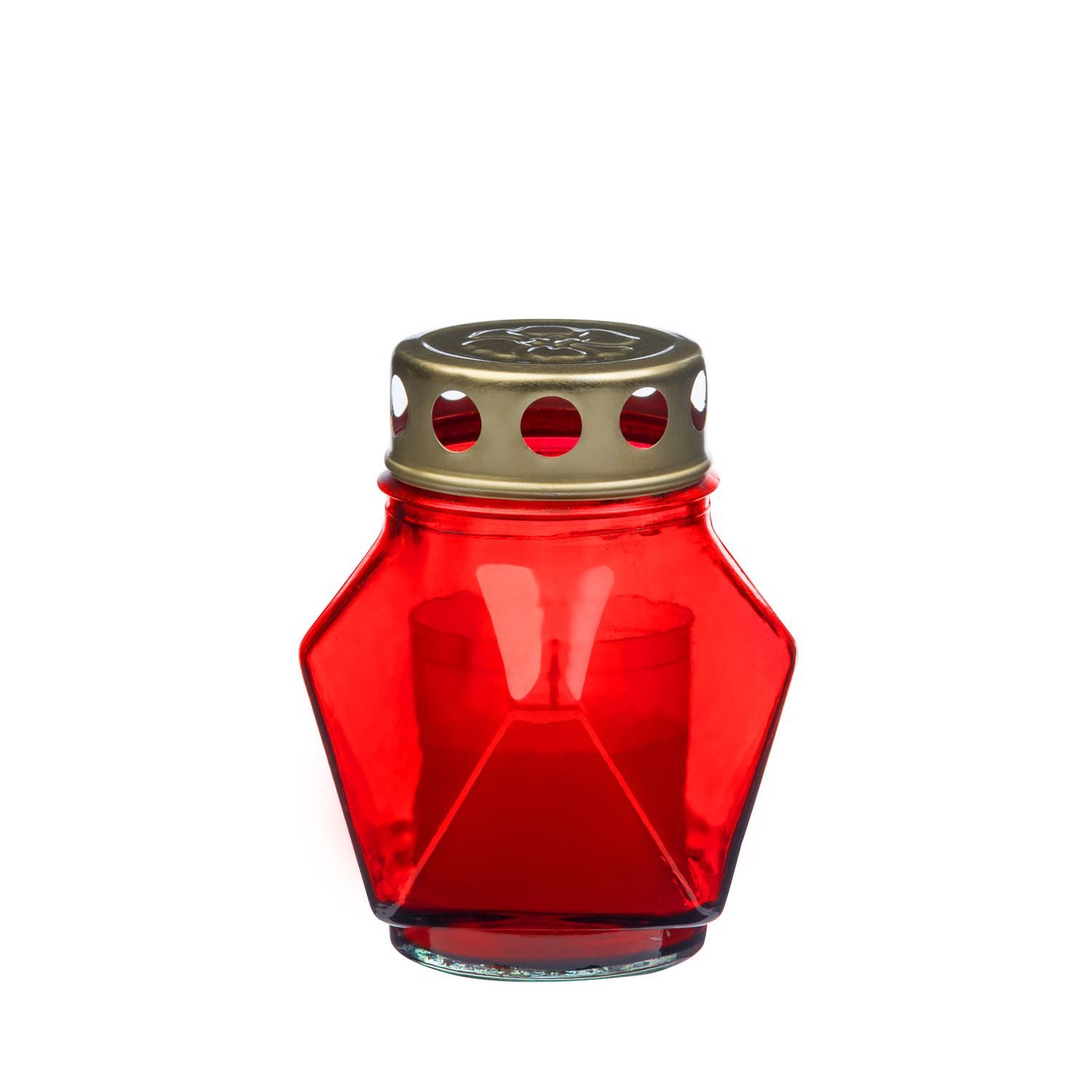 Glofrex S.C. Grabkerze Grablicht-Glas mit Kerze - rot - Höhe 11 cm - Brenndauer 14 h