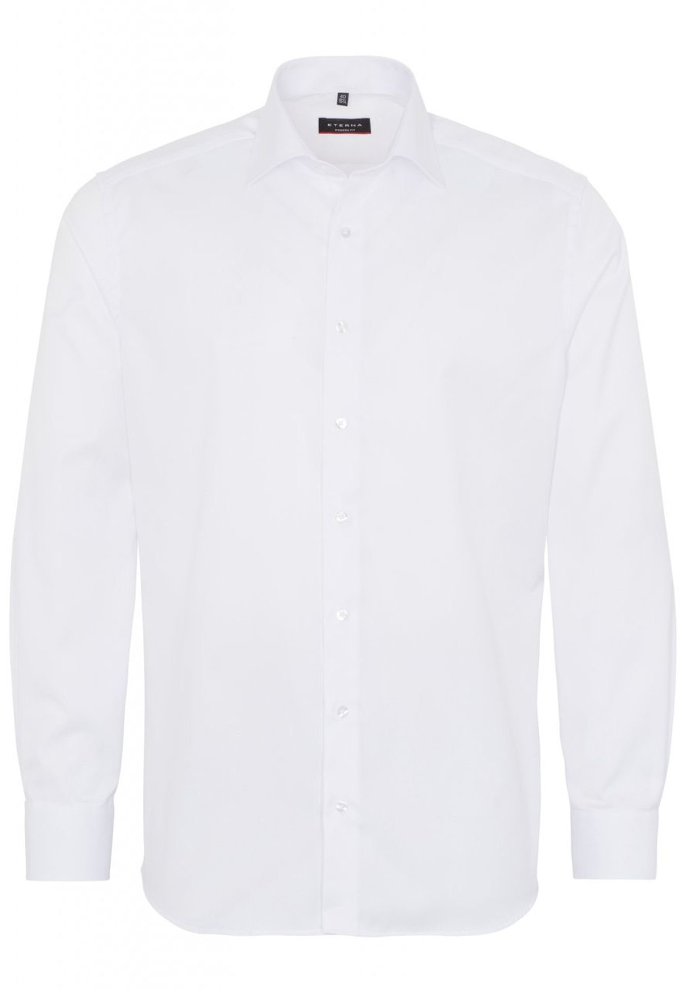 Langarmhemd Weiß Eterna Einfarbig Fit (00) Modern