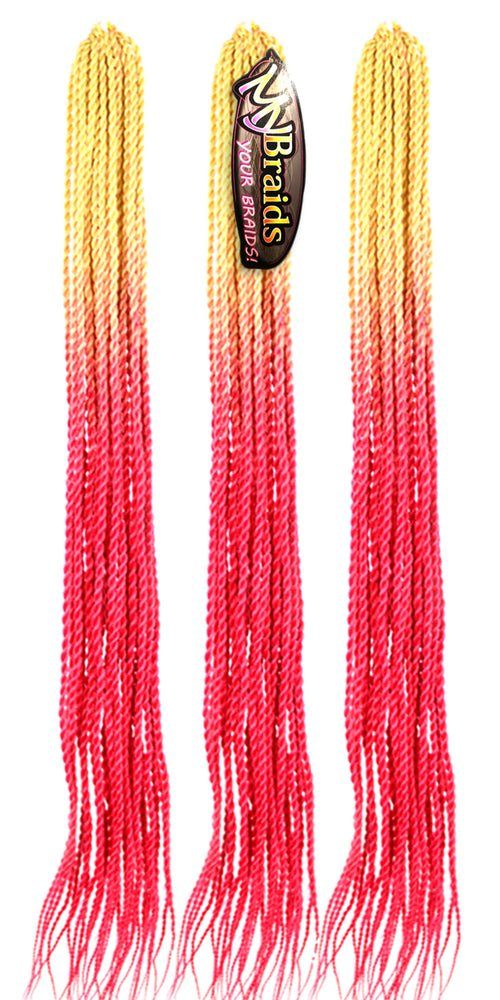 MyBraids YOUR BRAIDS! Kunsthaar-Extension Senegalese Twist Crochet Braids 3er Pack Ombre Zöpfe 24-SY Hellblond-Pink