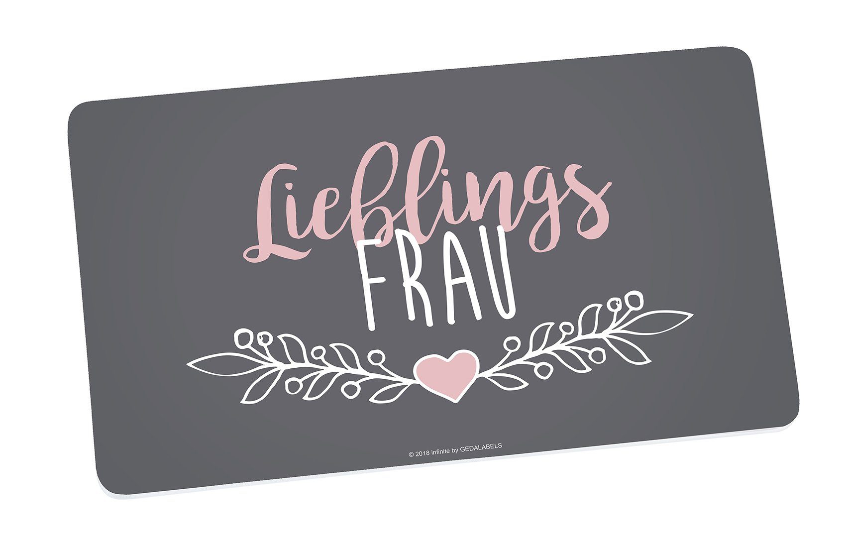 Geda Labels GmbH Frühstücksbrett Lieblingsfrau, Melamin, Grau, 23,5x14,5x0,3cm, spülmaschinengeeignet