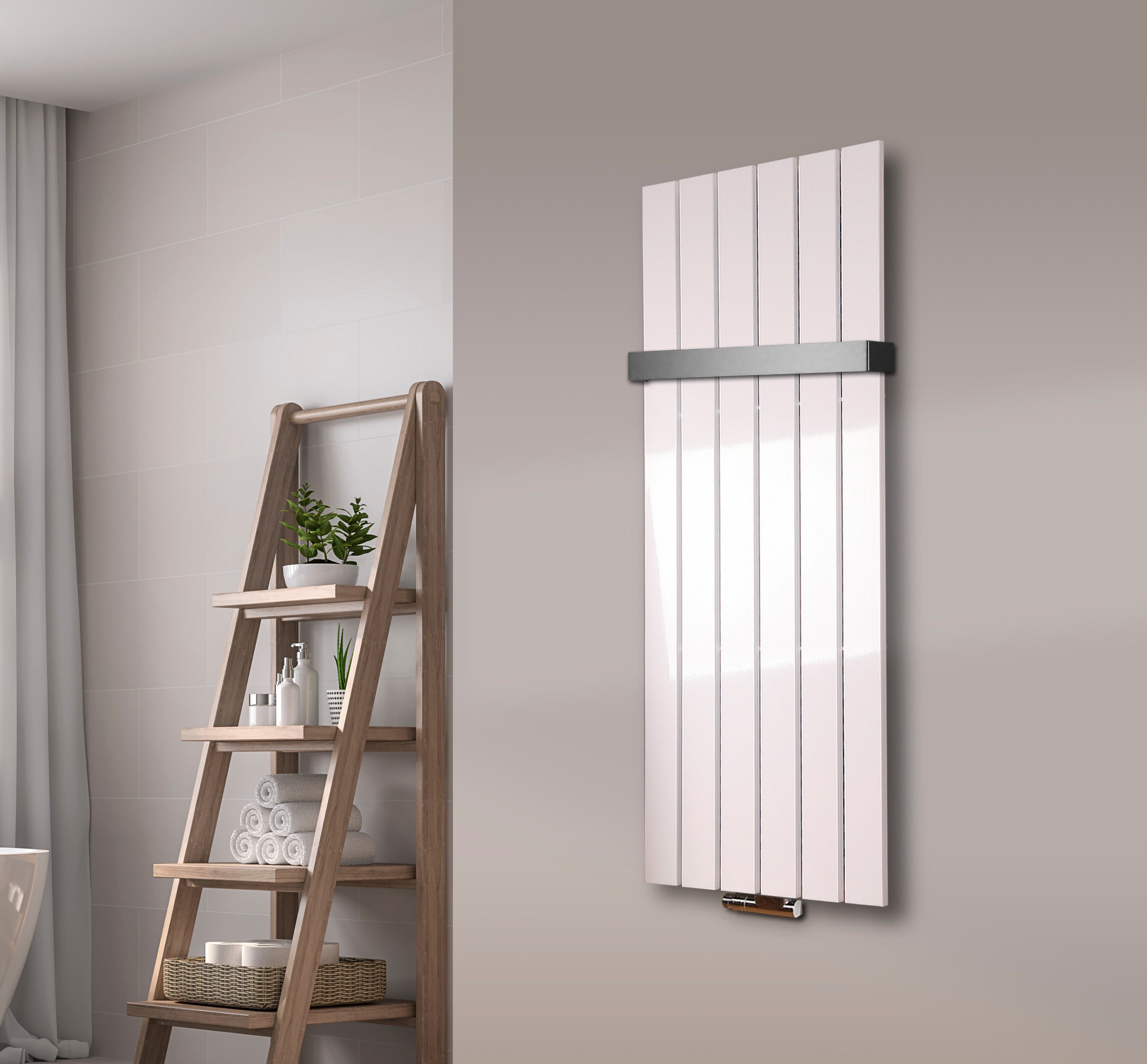 Badheizkörper BADHEIZKÖRPER Design Peking 2 120x47cm 799 Watt weiß (1 Halter 50mm)