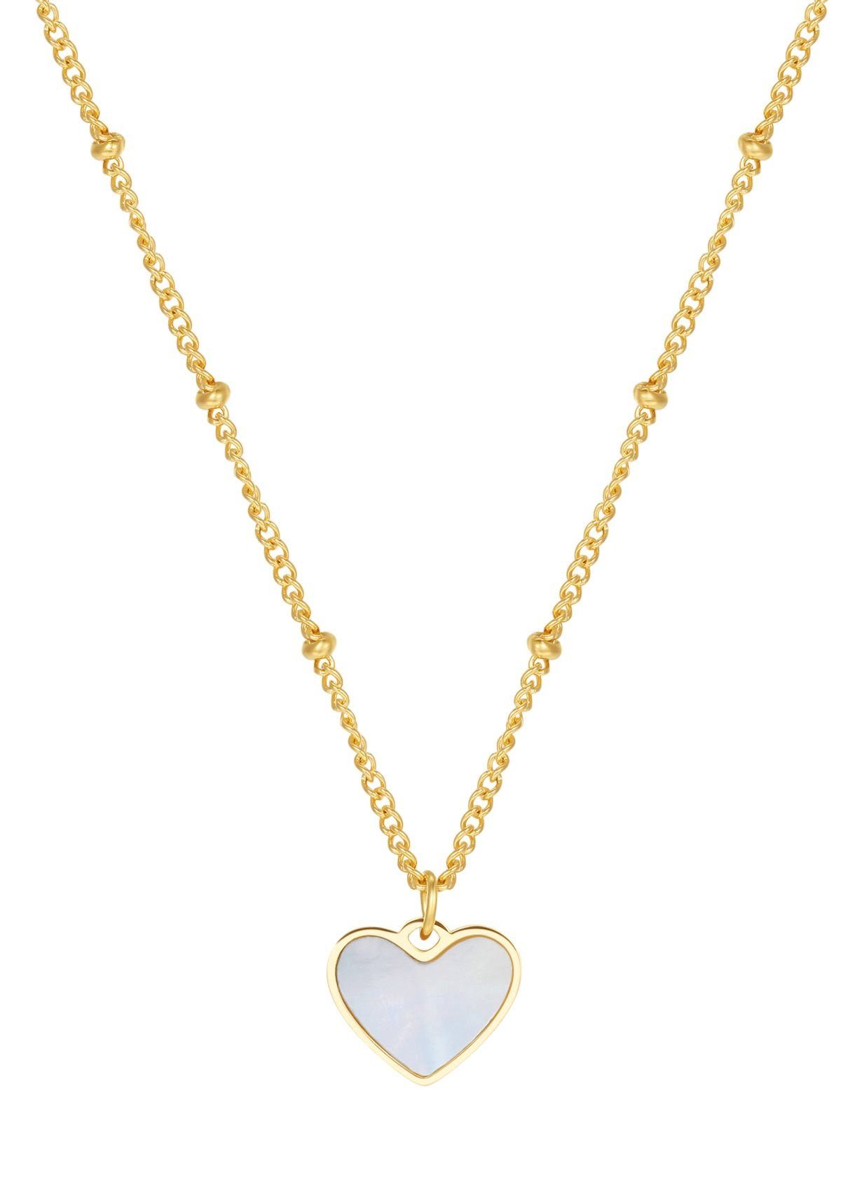 Kette mit Anhänger Herz, Muschelschale Herz Kette Vergoldet 18K Roségold