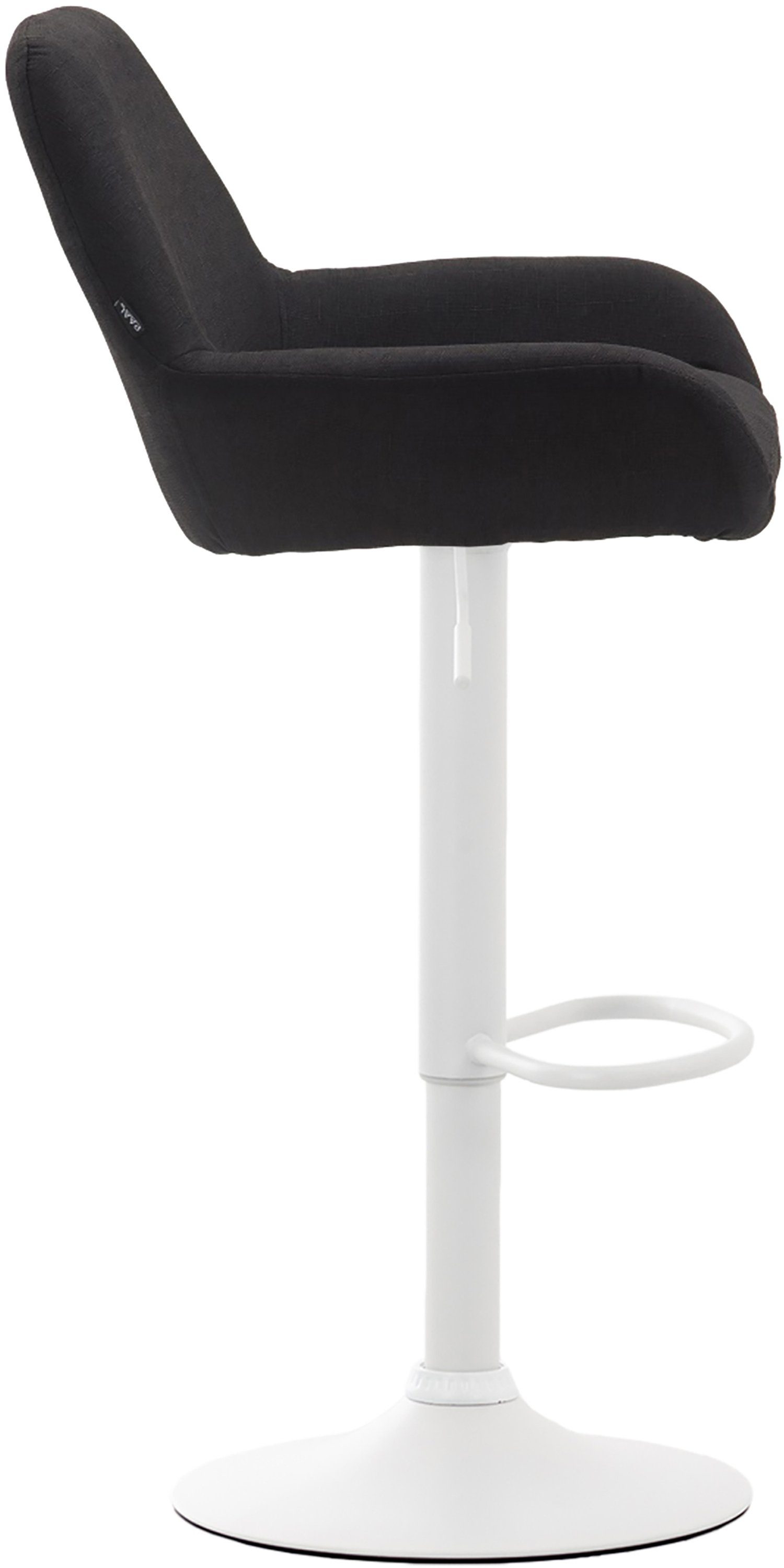 TPFLiving Barhocker Theke Sitzfläche: - mit Metall angenehmer für weiß & drehbar), Küche Sitzfläche bequemer 360° (Barstuhl - Schwarz Stoff Gestell Bragnum Rückenlehne und Fußstütze Hocker