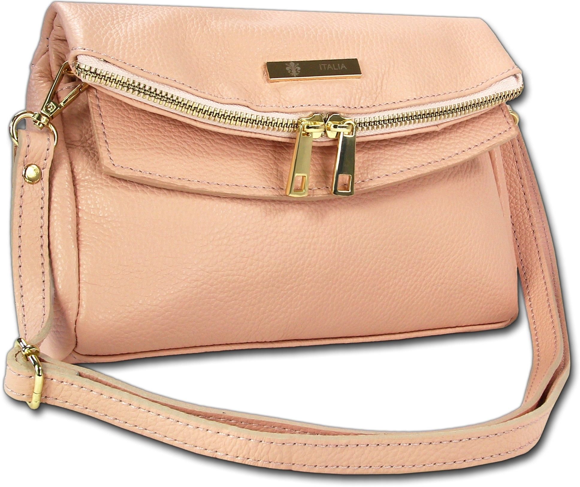 Toscanto Clutch Toscanto Damen Schultertasche Clutch (Clutch, Clutch), Damen Tasche Echtes Leder rosa, Made-In Italy