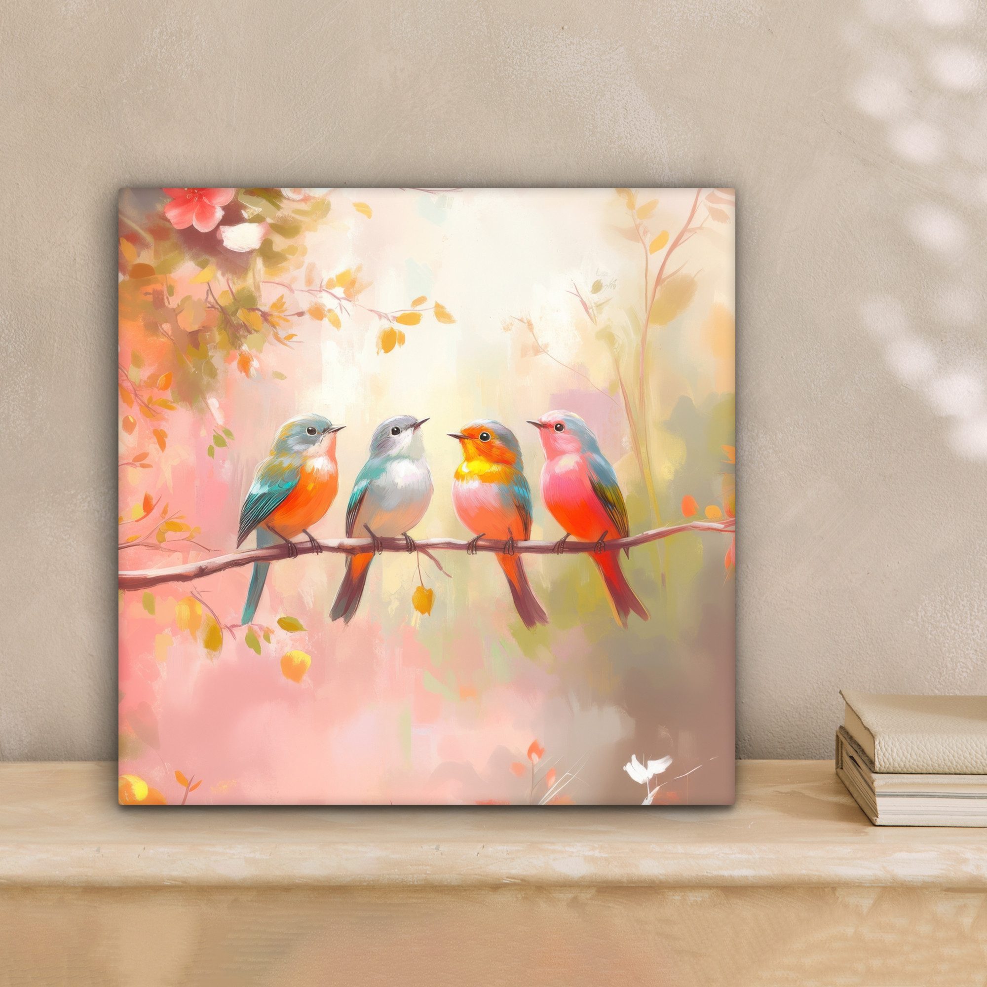 OneMillionCanvasses® Leinwandbild Vögel - Bunt - Zweig, Fotodruck (1 St), W günstig online kaufen