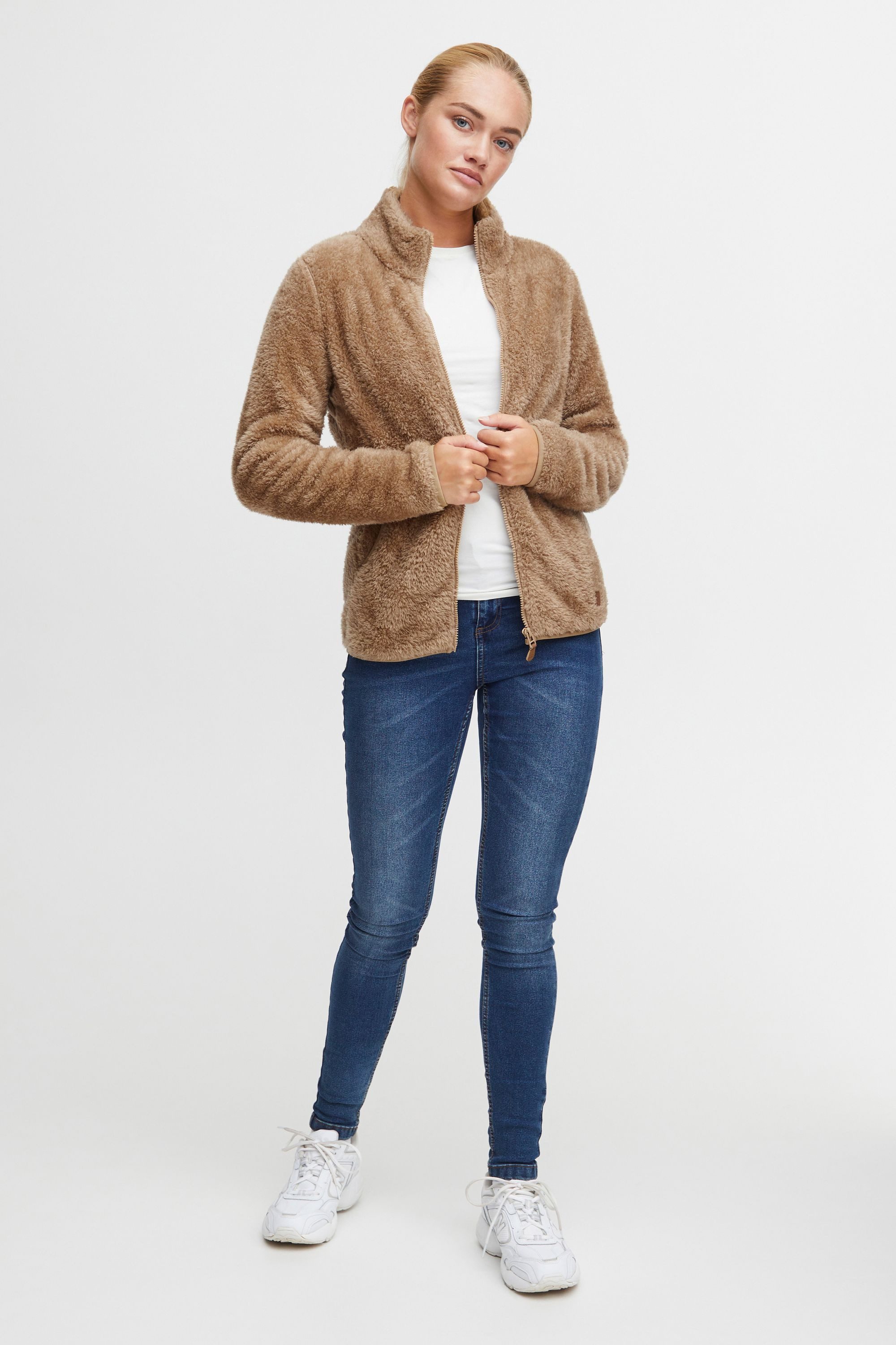 OXMO Kapuzensweatjacke OXTelsa Sweatshirtjacke aus Teddy-Fleece Stoff günstig online kaufen