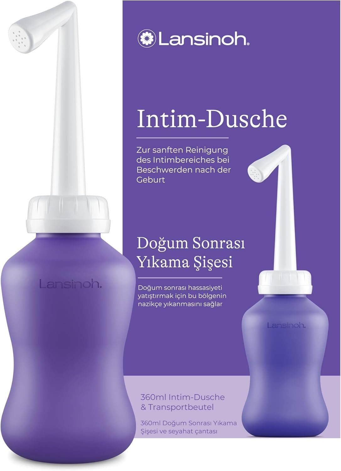 Lansinoh Mobiles Bidet Intim-Dusche - 360 ml - sanfte und hygienische Reinigung (Ergonomische Sprühdüse), Wiederverwendbar, Ideal für die Intimhygiene nach der Geburt