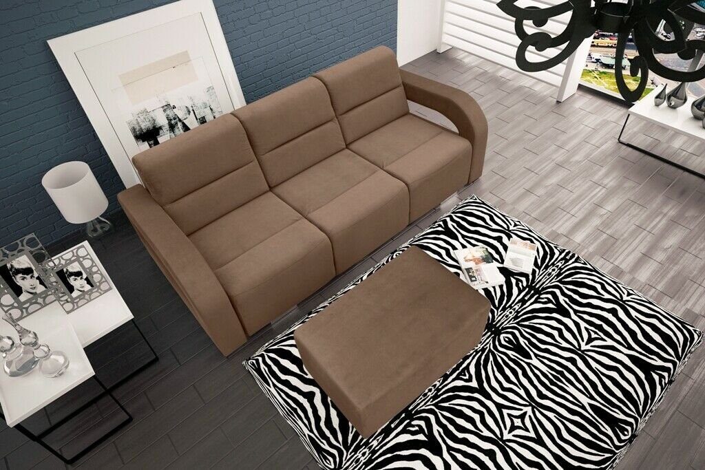 3 Sofa Möbel Blau Sofa, Bank 235cm Wohnzimmer Kanzlei Beige JVmoebel Couch Sitzer Luxus