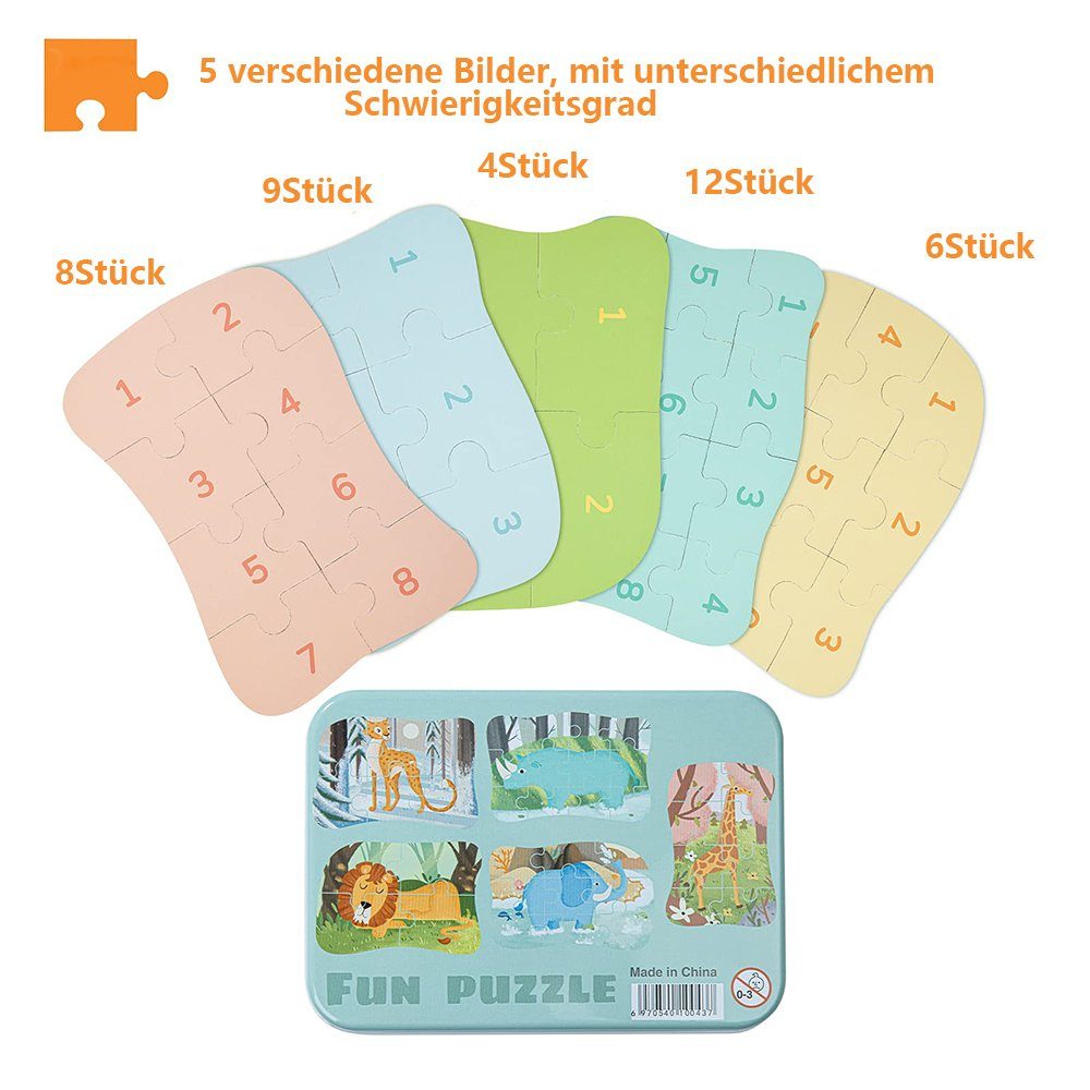 Rahmenpuzzle Puzzleteile Bilds Juoungle Mädchen Puzzles, Jungen Kinderpuzzle, Puzzle, Geeignet für 5 Bunt(Elefant) und