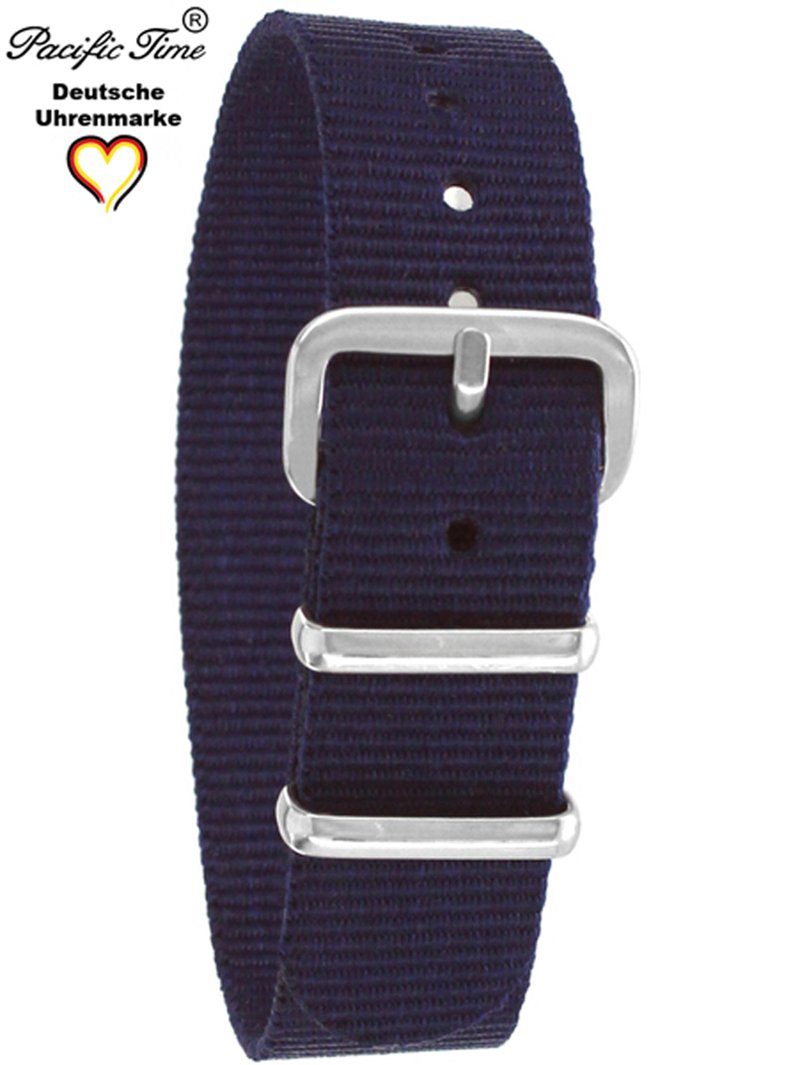 Textil Time Pacific Wechselarmband Gratis 16mm, blau Nylon Uhrenarmband Versand