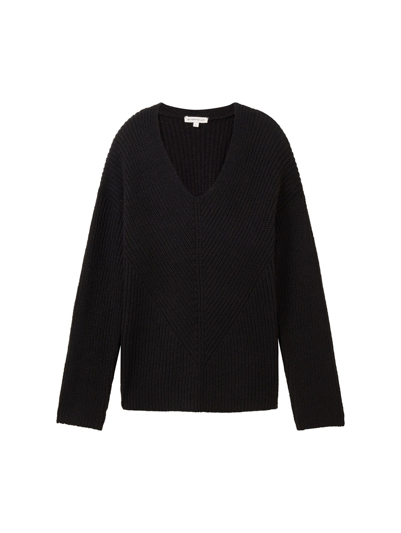 TAILOR V-Ausschnitt deep TOM black Strickpullover Strickpullover