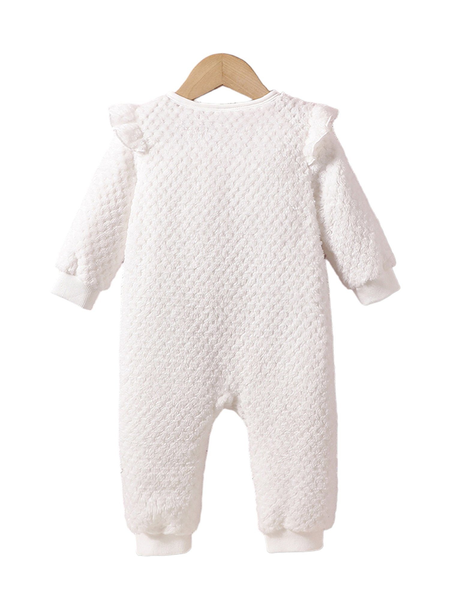 Overall Strampler Strampler Baby Alltags Mädchen weißer Bodysuit für Süßer (1-tlg) Langärmliger Warmes Neugeborene, mit Rippbündchen Plüsch LAPA für