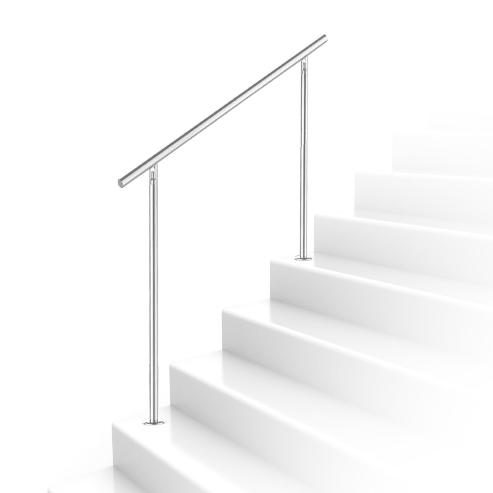 Clanmacy Treppengeländer Edelstahl Ø 42mm für Innen&Außen Treppenhaus 80 -160cm 0-5 Querstäbe, 80 cm Länge, mit 0 Pfosten, für Brüstung Balkon Garten