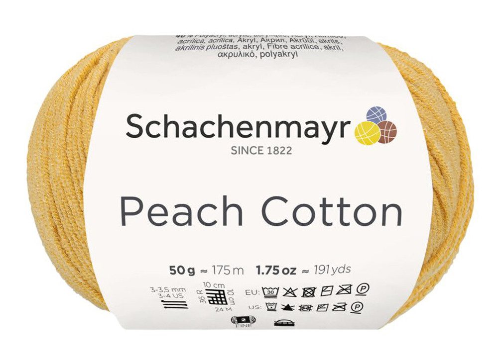 Schachenmayr Wolle Peach Cotton Baumwollgarn zum Stricken und Häkeln Häkelwolle, 175,00 m (50g Baumwollmischgarn, Strickwolle, Strickgarn, Handstrickgarn), mit Baumwolle, ohne Schurwolle