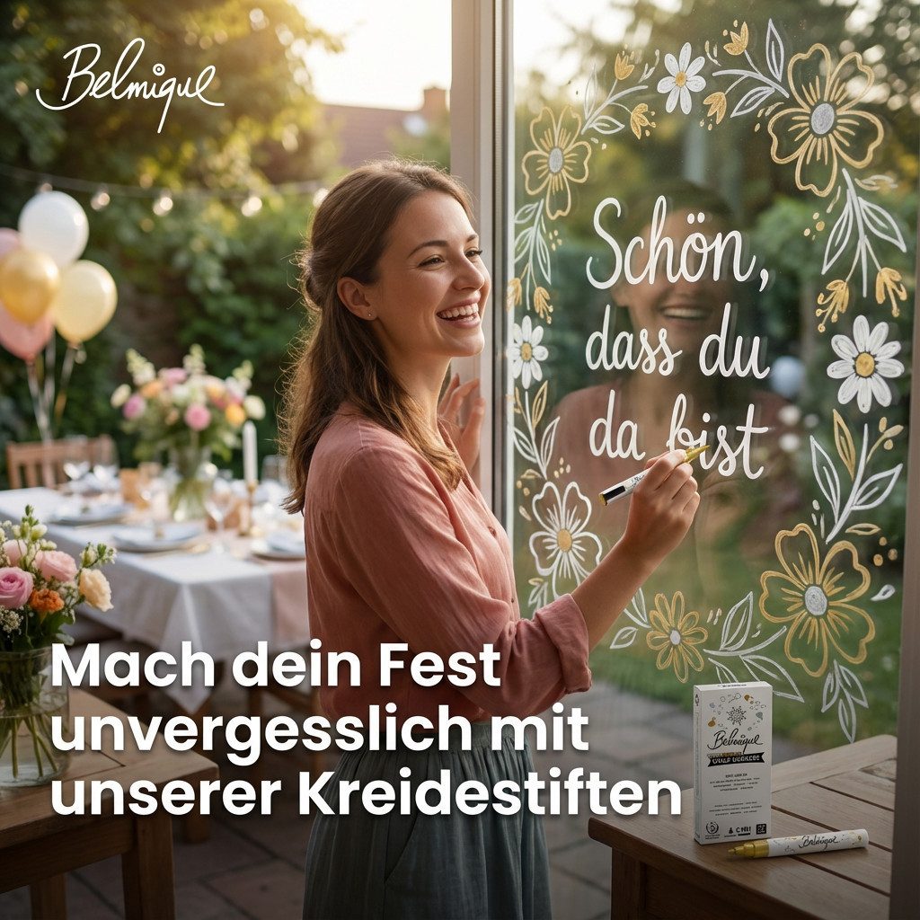 Belmique Malkreide Kreidemarker, (3er Pack, 8-tlg., Ideal als Kreidestifte, Tafelstifte, Folienstifte, Fensterstifte), Gold, Silber, Weiß - Abwischbar auf glatten Oberflächen