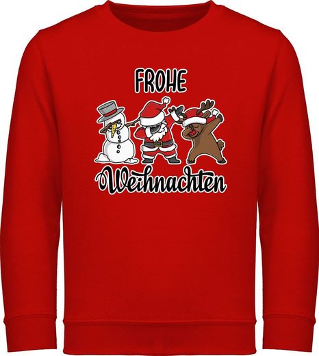 Shirtracer Sweatshirt »Frohe Weihnachten mit Dabbing Figuren - weiß - Weihnachten Kinder Geschenk - Kinder Premium Pullover« Weihnachtsgeschenk Christmas Deko