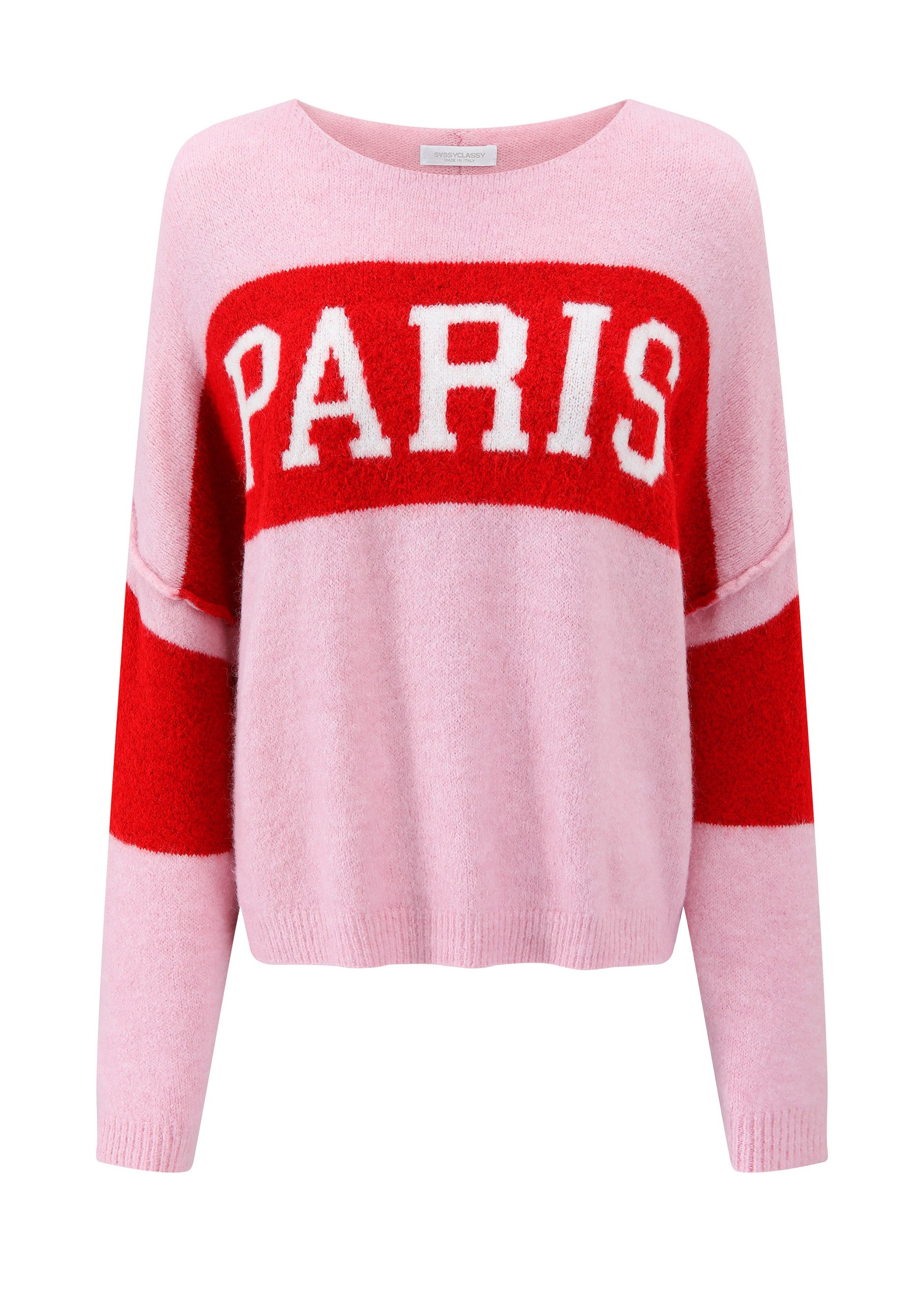 SASSYCLASSY Strickpullover Oversize Pullover Damen mit "Paris" Schriftzug L günstig online kaufen