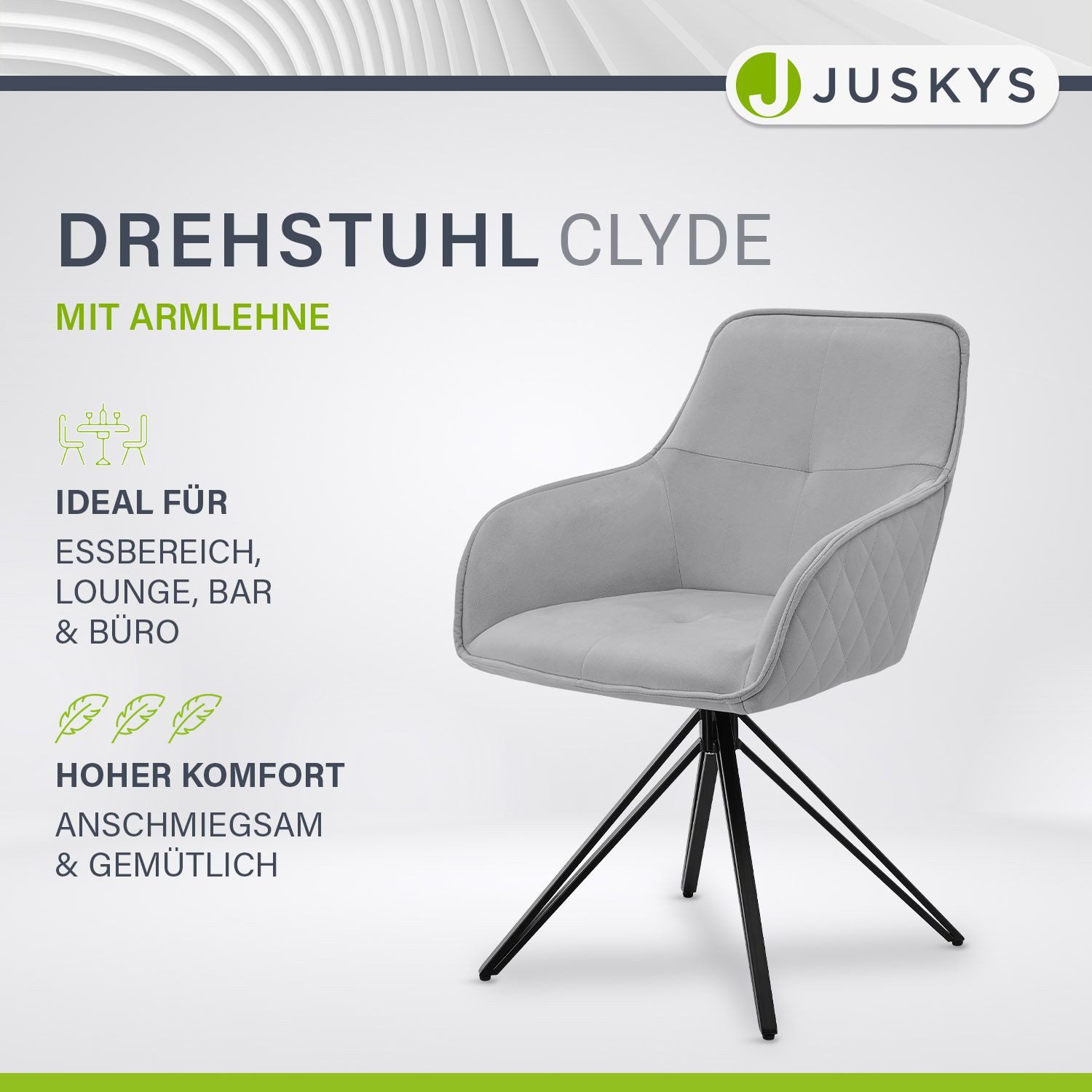 Juskys Esszimmerstuhl Clyde, modern, Stoff Bezug, günstig online kaufen