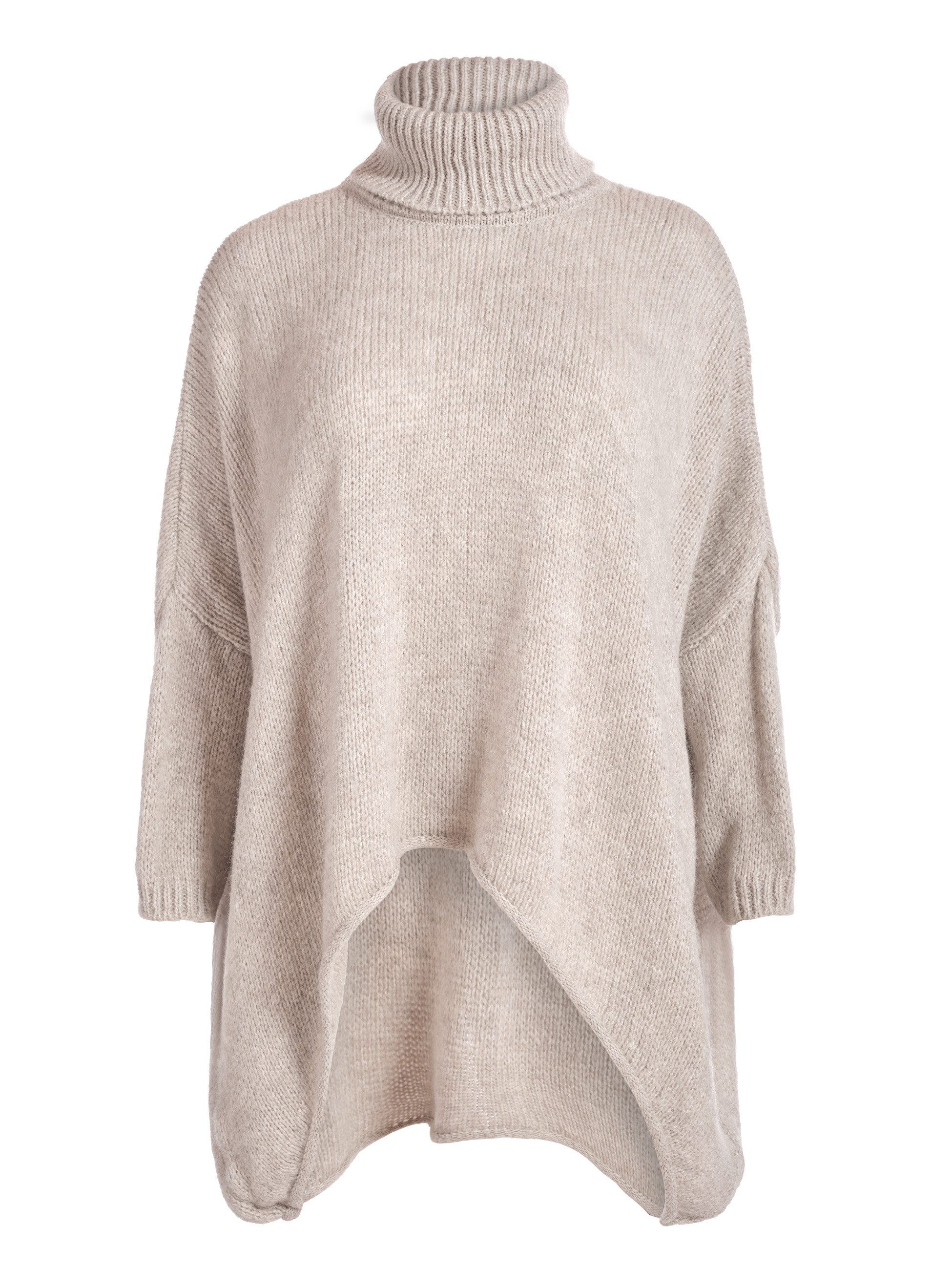 PEKIVESSA Strickpullover Extrem-Oversized Rollkragenpullover im Vokuhila-Sc günstig online kaufen