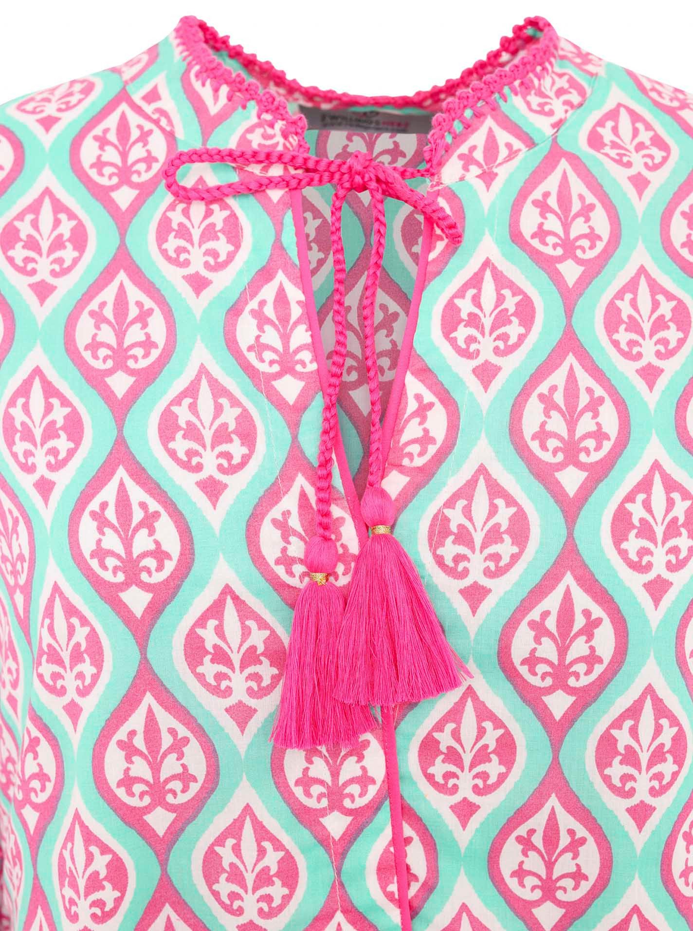 Zwillingsherz Sommerkleid "Ovale Ranken" mit Tasseln, Trompeten Ärmeln und günstig online kaufen