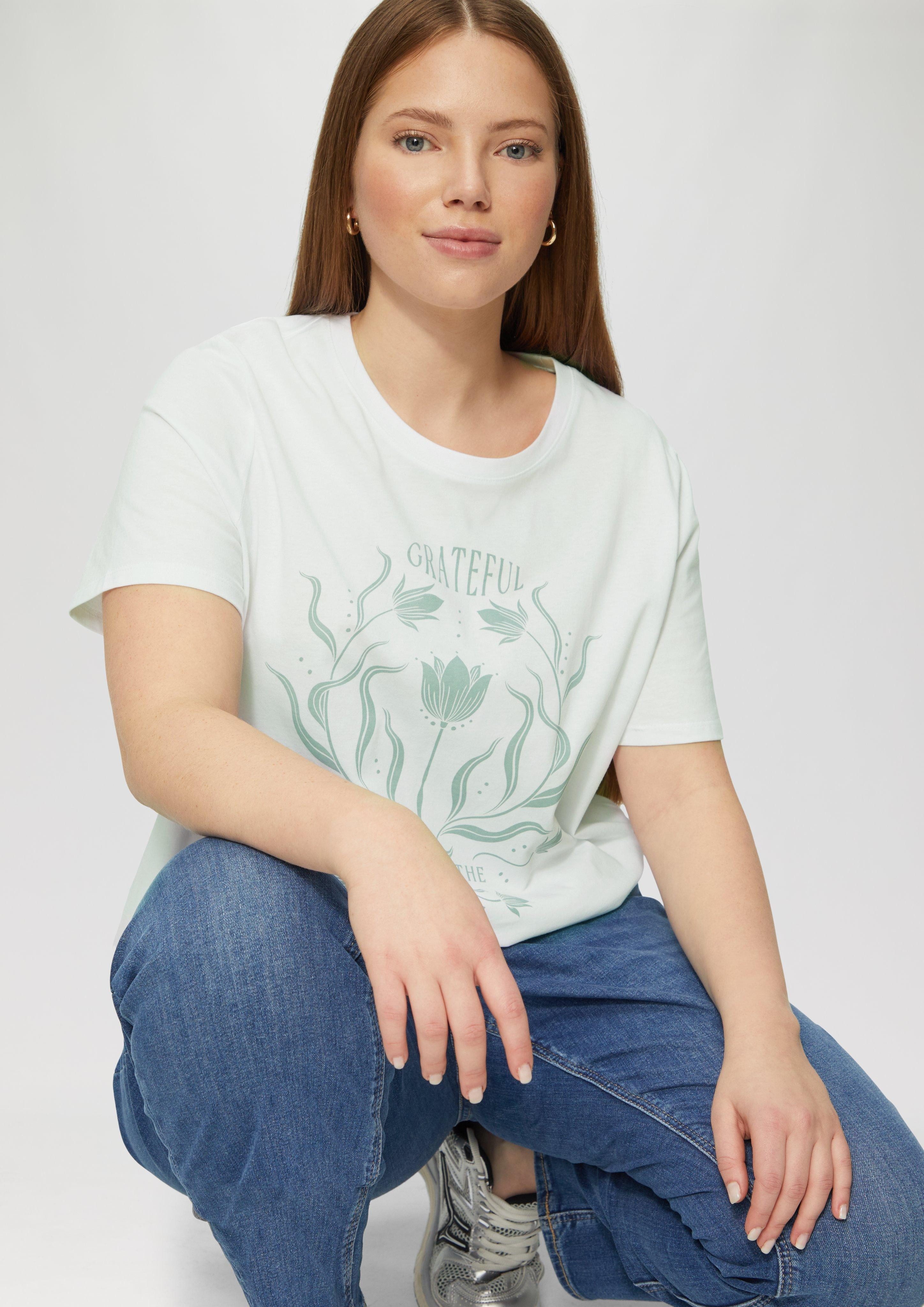 QS Kurzarmshirt Baumwollshirt mit Fronprint günstig online kaufen