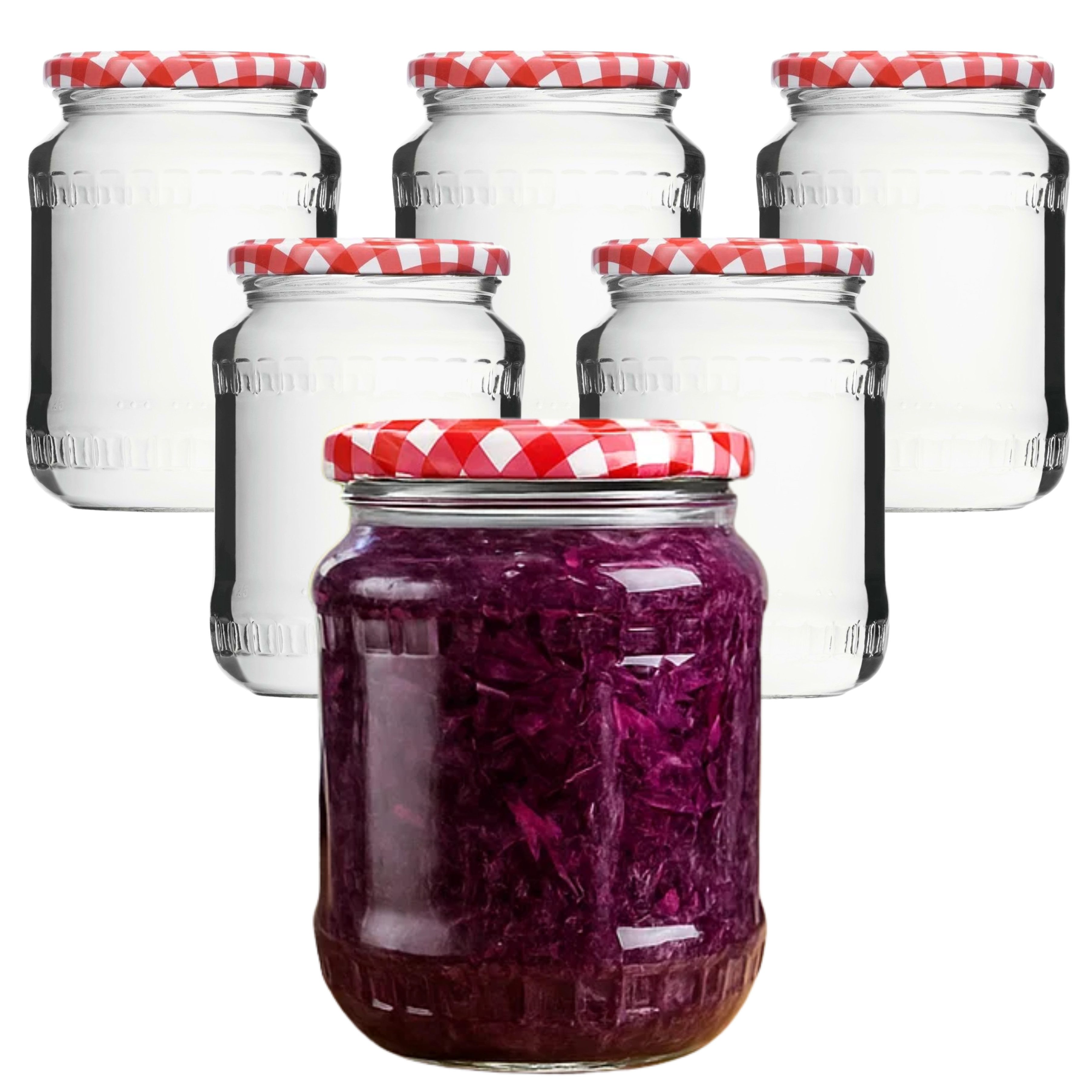 mikken Einmachglas 720ml mit Relief große Einkochgläser Gurkengläser Vorratsgläser, (Set, 6-tlg), luftdicht, zum pasteurisieren geeignet