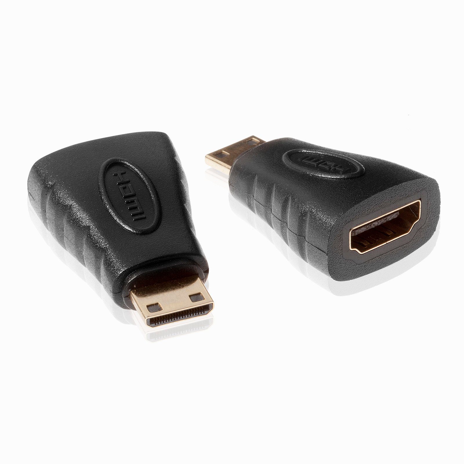 Poppstar HDMI-Adapter Mini HDMI Stecker zu HDMI Buchse HDMI-Adapter Mini HDMI Stecker zu HDMI Buchse, HDMI Adapter (HDMI Buchse auf Mini HDMI Stecker), vergoldete Kontakte