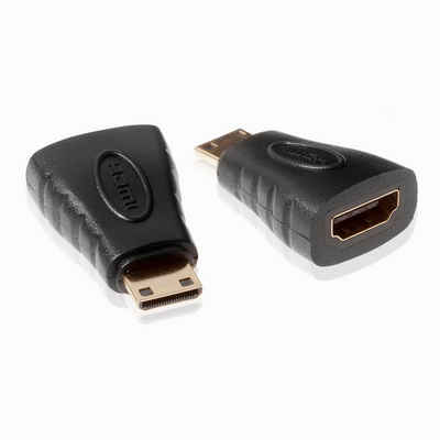 Poppstar HDMI-Adapter Mini HDMI Stecker zu HDMI Buchse HDMI-Adapter Mini HDMI Stecker zu HDMI Buchse, HDMI Adapter (HDMI Buchse auf Mini HDMI Stecker), vergoldete Kontakte