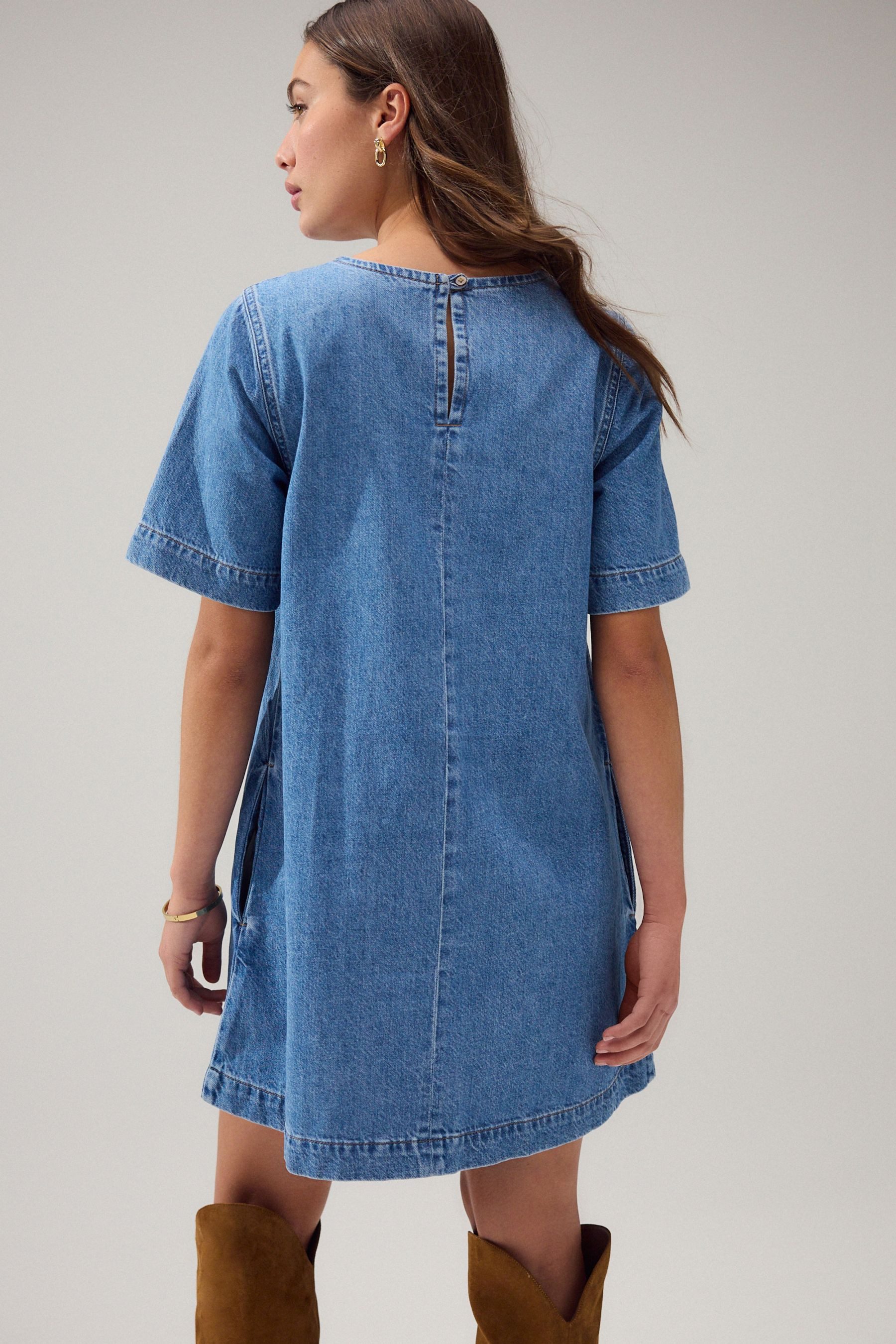 Next Jeanskleid Denim-T-Shirt-Minikleid, Kurzgröße (1-tlg) günstig online kaufen