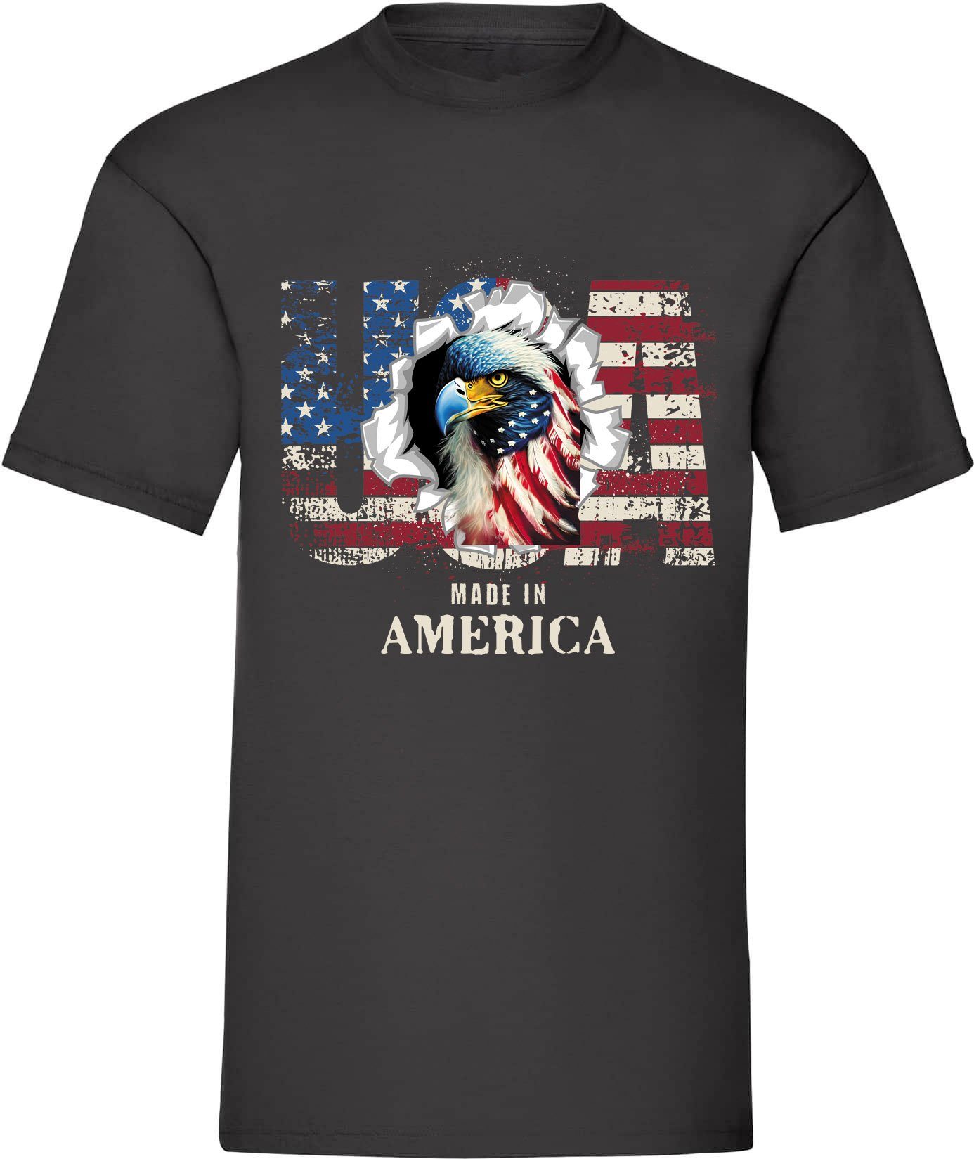 Banco T-Shirt Herren T-Shirt Schwarz Adler Druck USA Baumwolle Day 100% (01) Independence