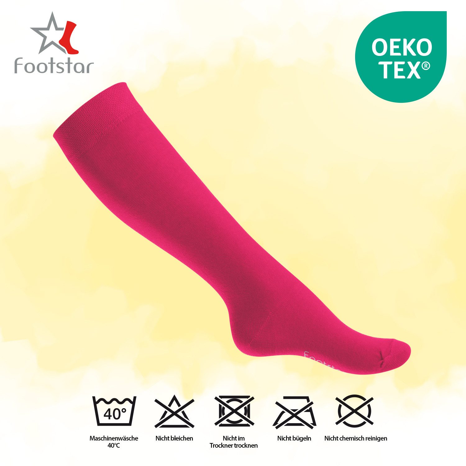 Footstar Langsocken EVERYDAY! 5 Paar Kinder Kniestrümpfe Lange Socken für Mädchen & Jungen – Bild 3 von 3