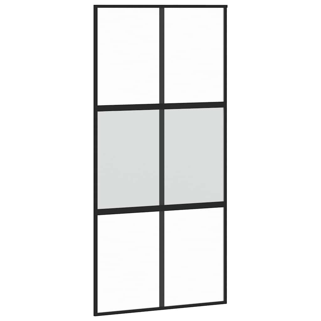 vidaXL Haustür Schiebetür Schwarz 102,5x205 cm Hartglas und Aluminium (1-St)